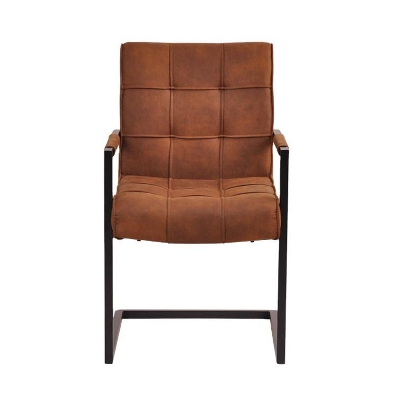 Home Furniture Black Metal Bow Leg Fabric Luxury Dining Chair