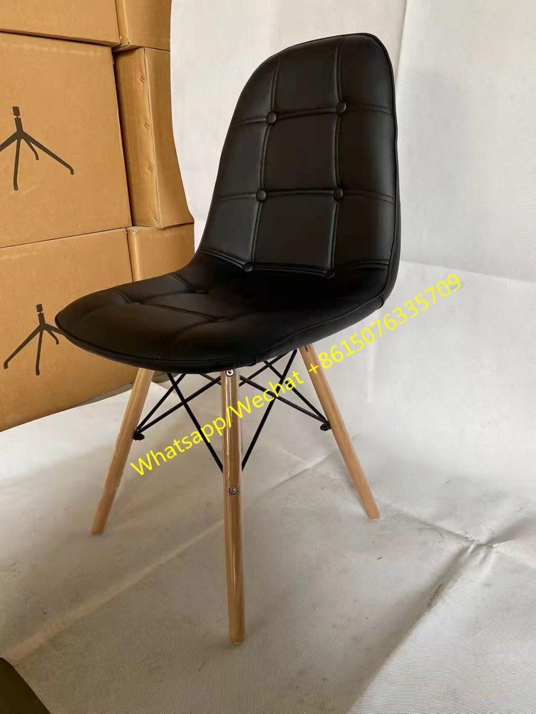 PU Leather Seat Wood Leg Padded Dining Chair Home Kitchen Furniture