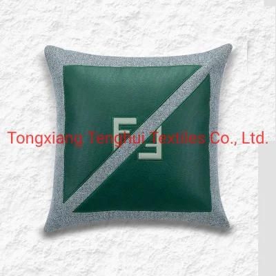 100 Polyester Fabric and Leather Fabric Make Style of Pillow