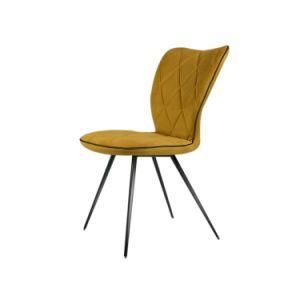Simple Design Velvet Upholstered Black Painted Legs Dining Chair