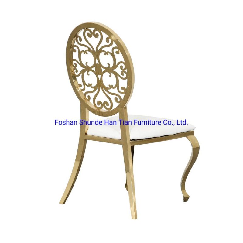 Gold Stainless Steel Metal Furniture Wedding Restaurant Fabric Banquet Dining Chairs