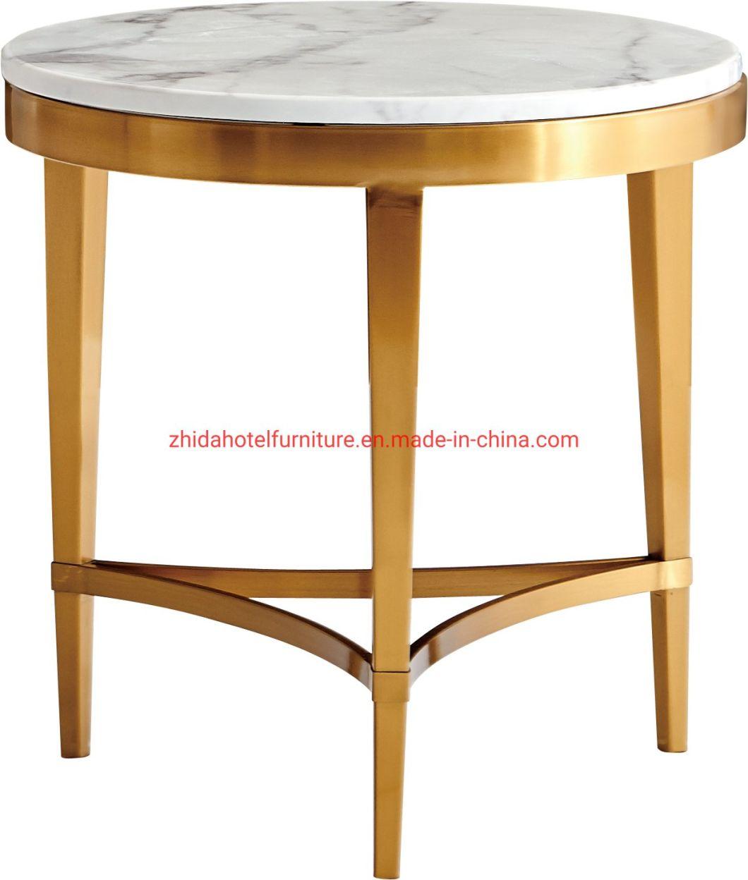 White Marble Hotel Home Coffee Side Table for Living Room Furniture