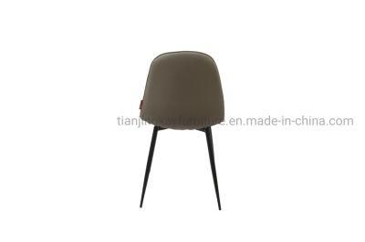 Modern Classic High Back Linen Navy Dining Room Chair Restaurant PU Leather Metal Legs Upholstered Dining Chair