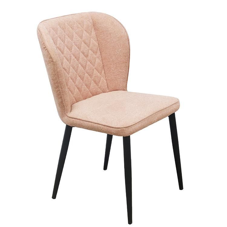 Modern Luxury Fashion Colorful Soft Fabric Upholstery Cafe Dining Chair with Metal Leg