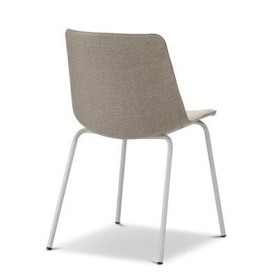 Durable Steel Tube Legs Upholstered Beige Fabric Seat Chair for Restaurant/Living/Home/Dining