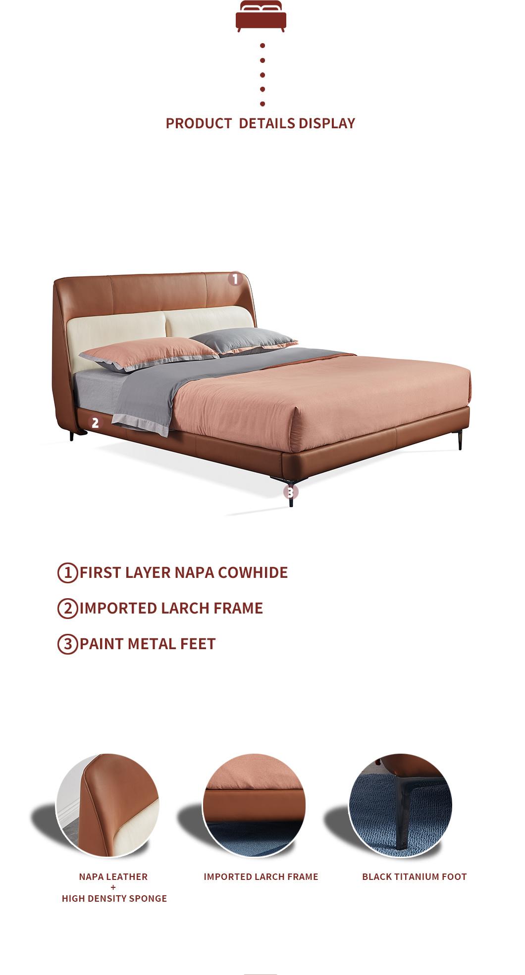 2022 China Factory Bedroom Furniture Leather Double Bed