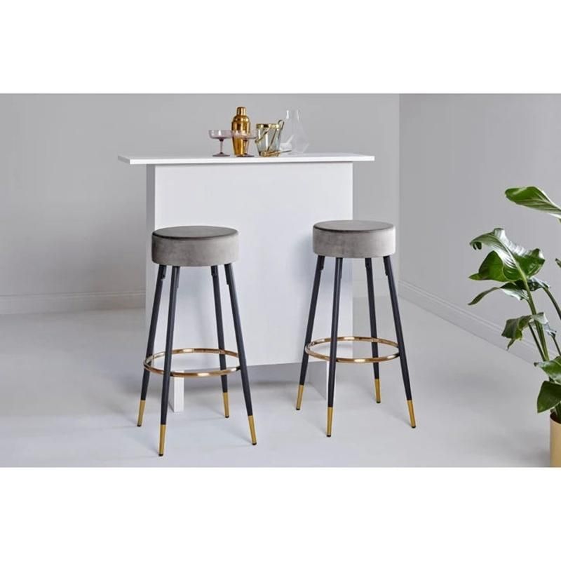 Back Luxury Golden Bar Stool Velvet Upholstery 3 Legs Bar Chair for Home Hotel Bar Counter Club High Chair