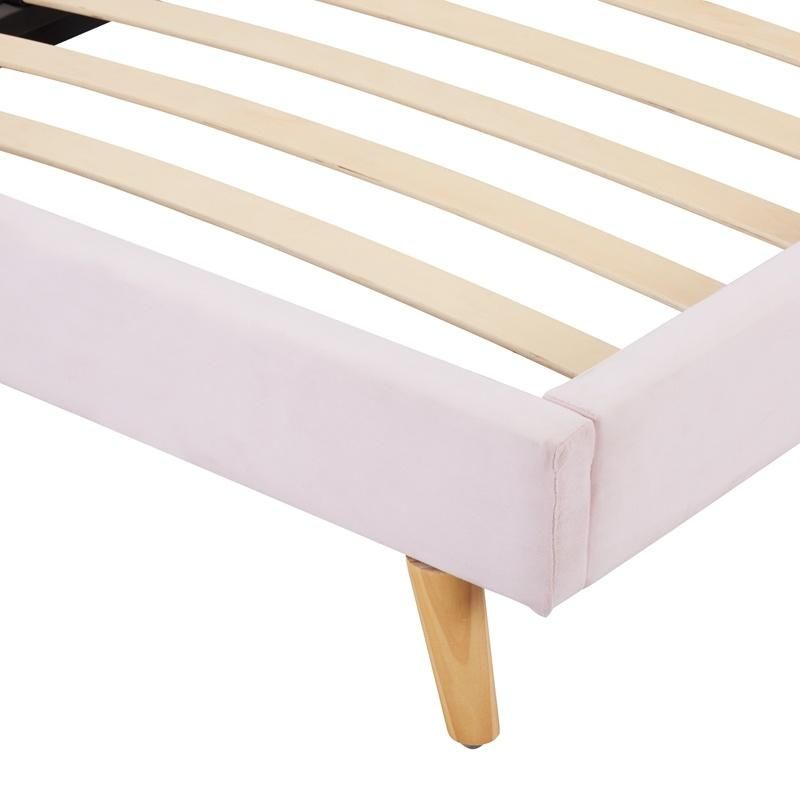 King Size Purple Simple Fabric Modern Double Post Modern Elegant Velvet Queen Simple Toddler Bed Frame with Wooden Slatted