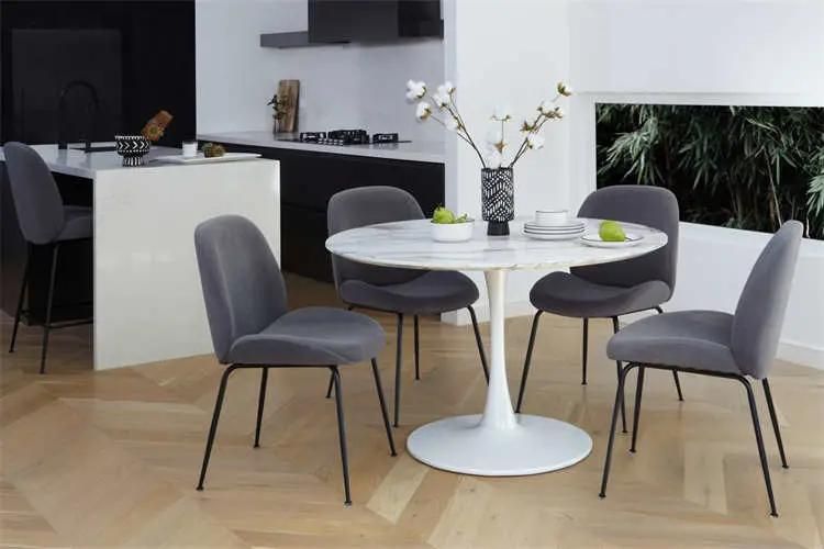 Dinning Room Furniture Restaurant Modern Design Green Upholstered Soft Fabric Velvet Dining Chairs with Powder Coated Legs