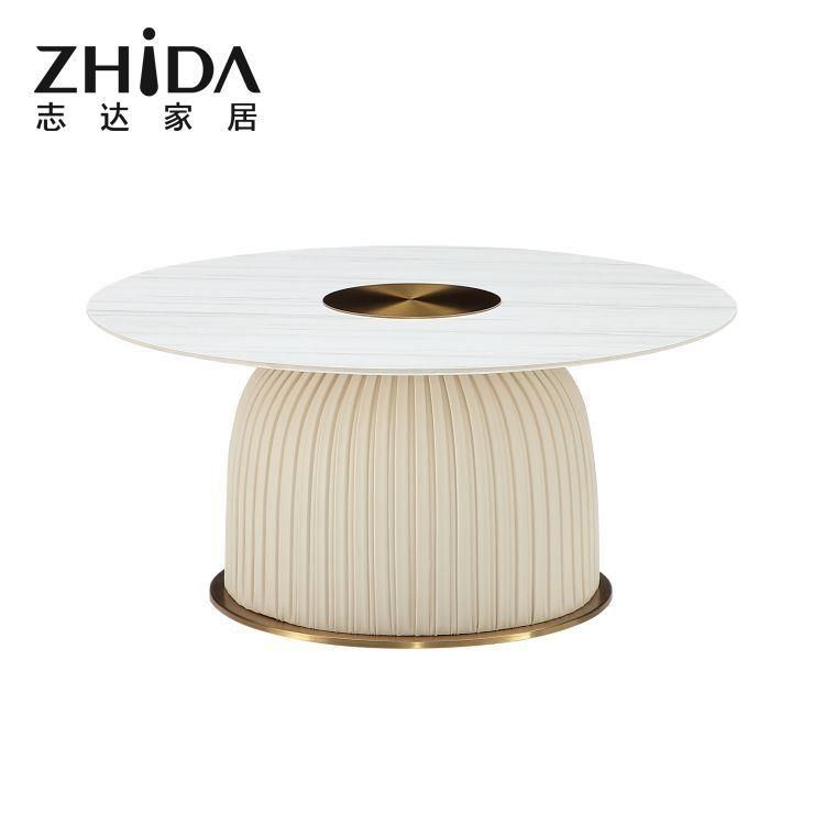 Hot Sale Luxury Home Furniture Round Stone Coffee Top White Marble Side Table Modern for Bedroom Living Room