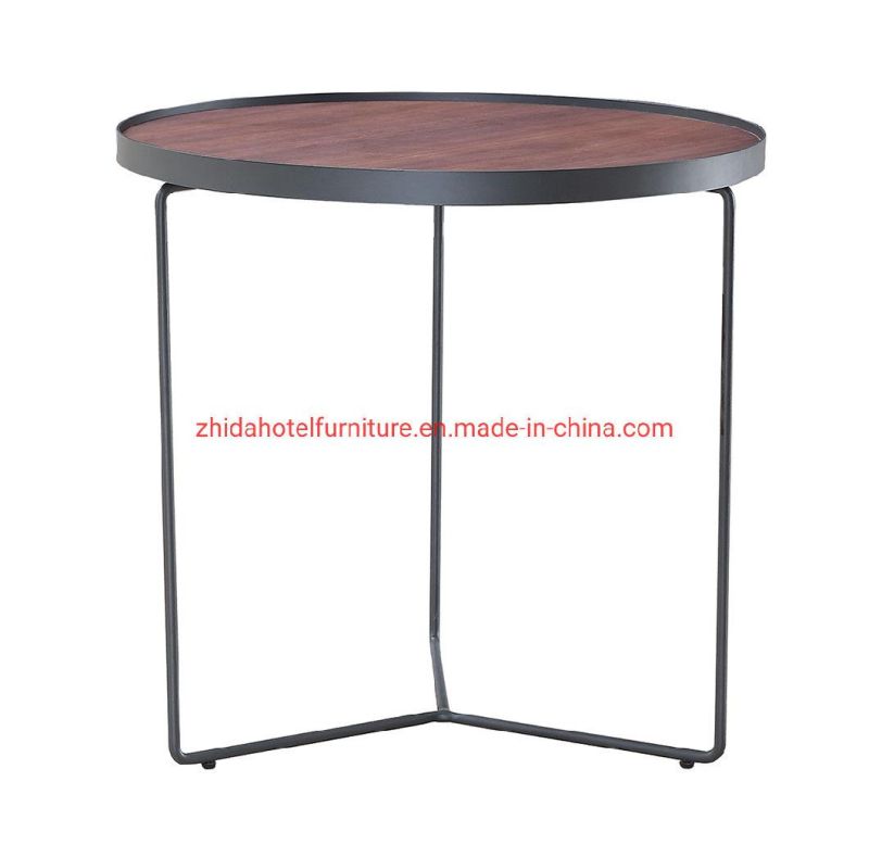 Hotel Lobby Furniture Modern Metal Frame Wooden Top Coffee Table