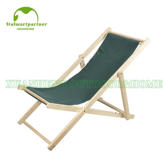 Handmade Foldable Hardwood Sling Chair Wood Beach Chair for Camping