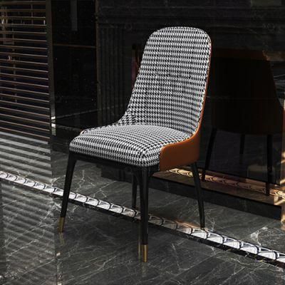 Fabric/PU/Velvet Covered Legs Metal Dining Chair