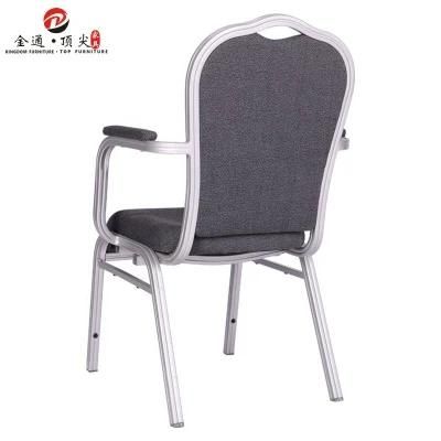 Foshan Hotel Furniture Fabric Stackable Aluminum Banquet Chair with Arm Rest for Hotel