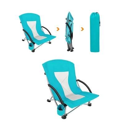 New Design Light Weight Camping Folding Low Moon Chair Ultralight Backpacking Chair with Cup Holder and Carry Bag