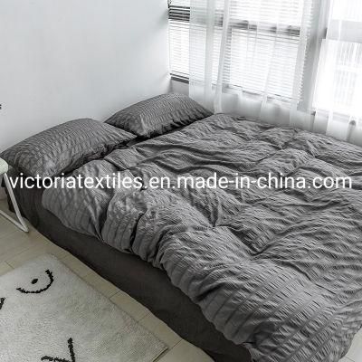 100% Seersucker Bedding Comforter Cover Set 4 Pieces Bed Set and Sell Fabrics Rolls, Grey
