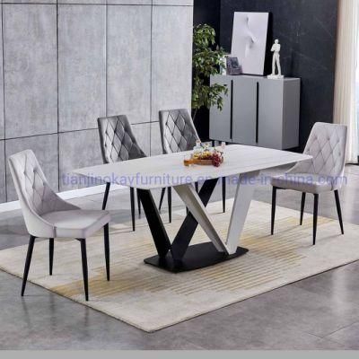 Home Furniture Coffee Hotel Luxury Upholstered Soft Back Velvet Fabric Dining Chair with Metal Legs