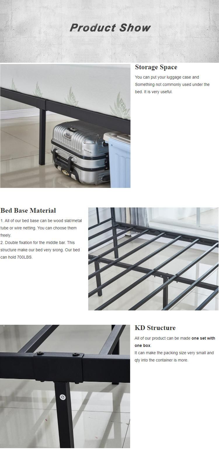 Modern Iron Home Bedroom Furniture Metal Frame Bed with Double Sigle Size for Sale