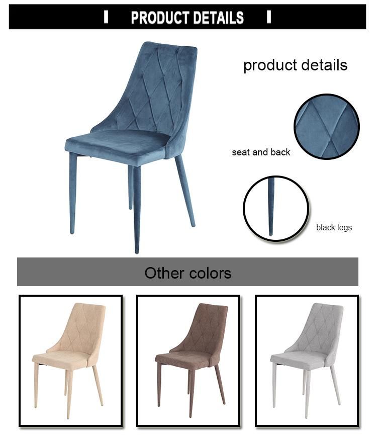 Modern Design of New Design Hot Sale Velvet Dining Chair with Painting Legs for Dining Room