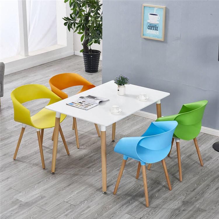 Modern Garden Relaxing Salon Hollow Back Plastic Wooden Dining Chair