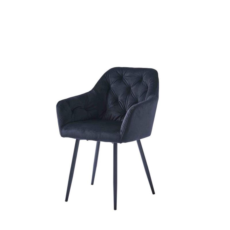 2021 Hot Sale Okay New Models Velvet Fabric Arm Chair with Black Metal Legs