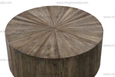 French Country Nordic Living Room Solid Wood Round Concrete Wooden Frame Coffee Table