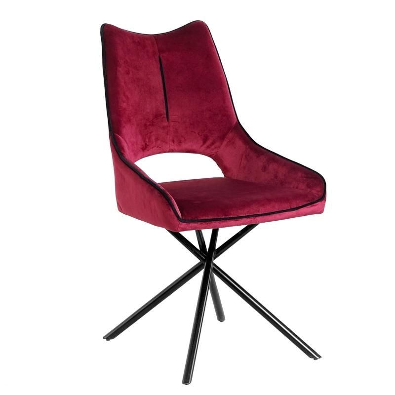 Nordic Design Hotel Dining Room Metal Frame Leisure Modern Velvet Fabric Dining Chair