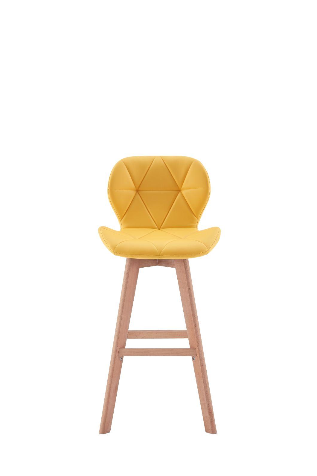 Wholesale Home Furniture High Wood Modern Bar Chair Price PU Leather Dining Chair