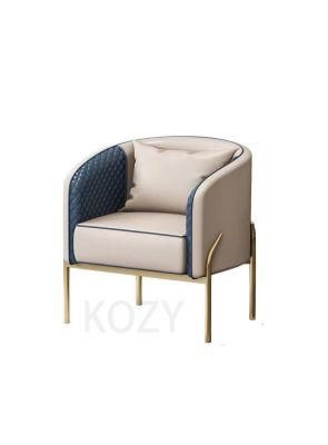 Modern Living Room Furniture PU Leather Upholstery Shell Sofa Chair with Gold Legs