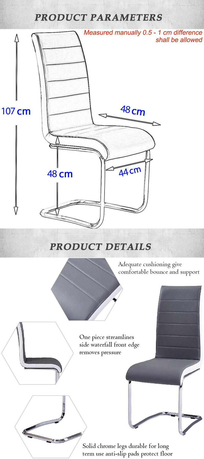 Home Dining Room Furniture Molded Plywood Fabric and PU Metal Chair with Eletroplated Steel Tube Leg Dining Chair