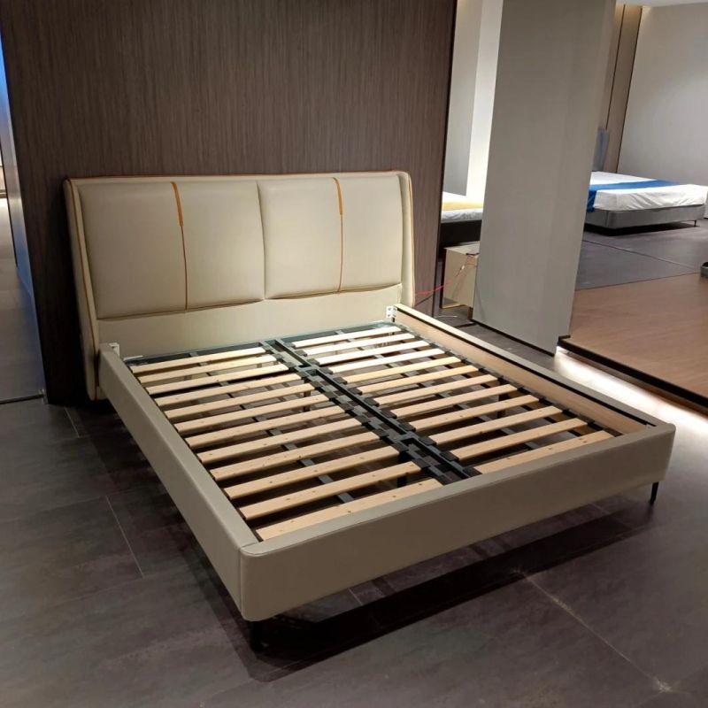 Fashion Bedroom Furniture Leather Refined Bedrest Cushion Bed Bedsteads