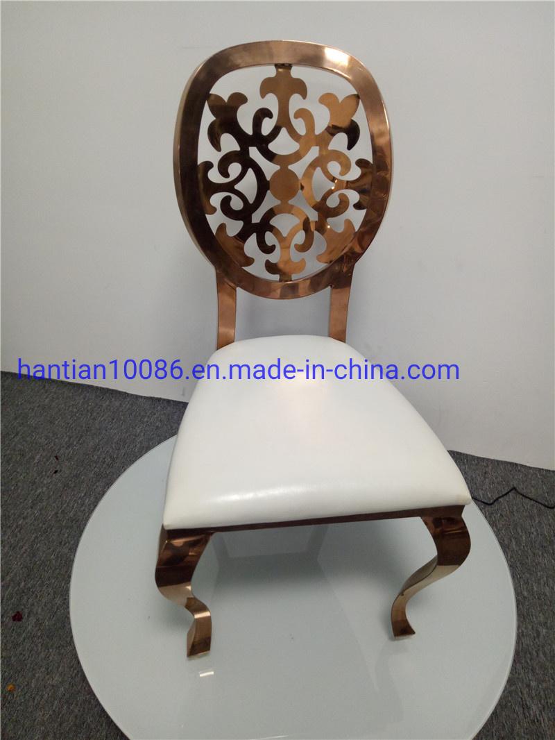 Golden Metal White Leather Dining Restaurant Outdoor Wedding Party Hotel Dining Room Chair