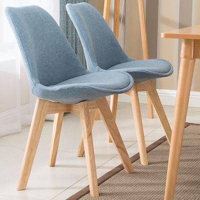 Stylish Tulip Upholstery Fabric Dining Chair with Wood Leg