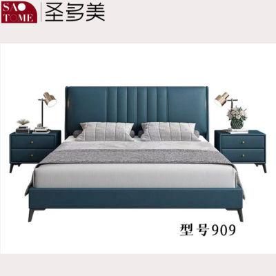 Peacock Blue Leather Bedroom Furniture Double Bed