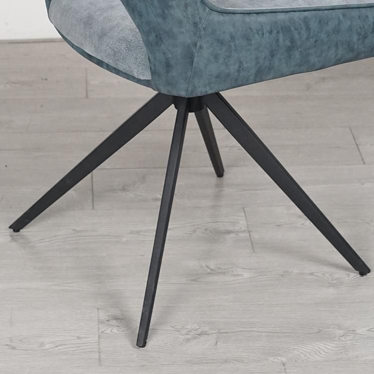 Popular PU Dining Chair High Back Special Design with Black Painting Legs