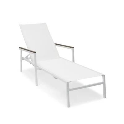 Garden Swimming Pool Furniture Aluminum Adjustable Single Sun Lounger with Mesh Fabric