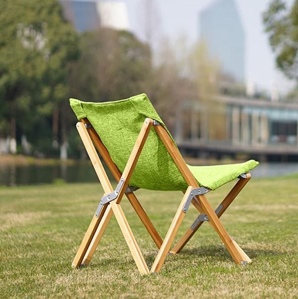 Outdoor Solid Beech Wood Frame Portable Folding Camping Wood Beach Chair