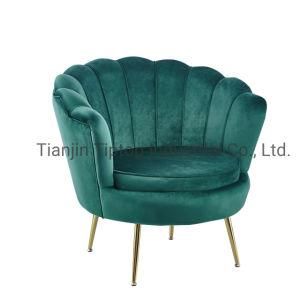 Wholesale Modern Nordic Design Armchair Golden Legs Green Velvet Fabric Upholstered Sofa Chairs Set