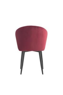 Best Seller Low Price Modern Design Metal Legs Velvet Fabric Upholstered Dining Chairs for Dining Room on Sale