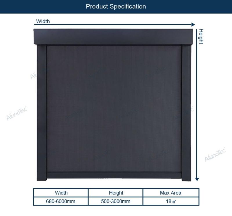 Manual Motorized Vertical Curtain Outdoor Garden Zipscreen Aluminum Roller Blinds Zip Screen