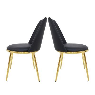 China Factory Nordic Style PVC Dining Chairs Gold Iron Legs Dining Chair