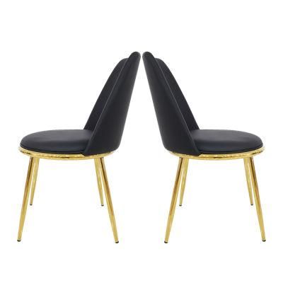 China Factory Nordic Style PVC Dining Chairs Gold Iron Legs Dining Chair