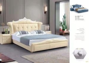 Modern Home Furniture Fabric/Leather Cushion Headboard Bedroom Wood Double Bed