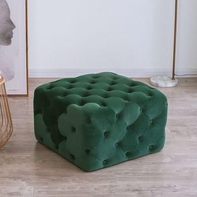 Living Room Furniture Square Ottoman Foot Fabric Velvet Stool