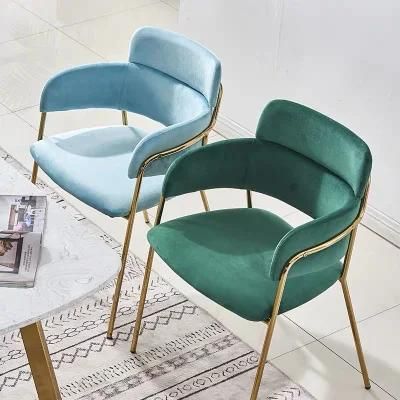 European Design Dining Room Furniture Ergonomic Blue Velvet Dining Chair