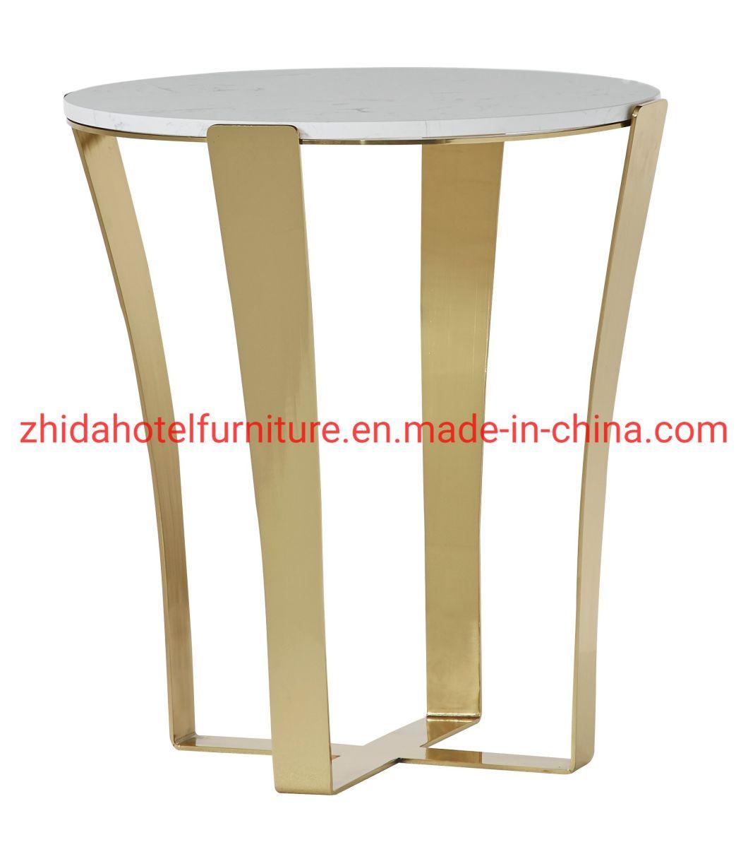 Hotel Lobby Area Marble Top Metal Coffee Side Table