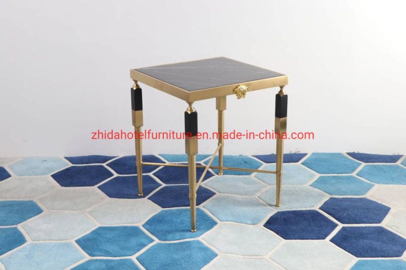 Marble Coffee Table White and Black Marble Top Gold Coffee Table