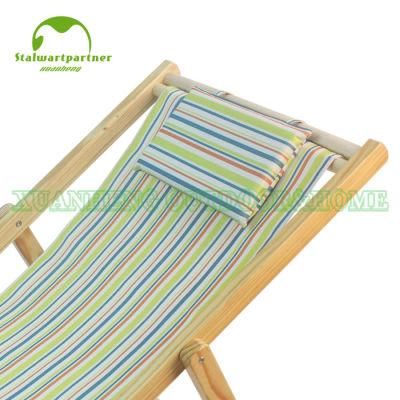 Outdoor Foldable Wood Canvas Beach Sling Chair