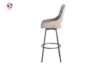 Home Furniture Height Seat Backrest Fabric Surface Bar Stool Chairs for Cafe Bar
