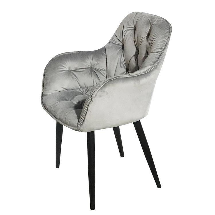 Fast Shipment Wholesale Hot Selling Iron Leg Modern Nordic Grey fabric Dining Chair